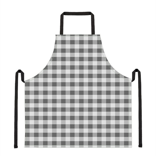 Dark Grey And White Gingham Print Apron