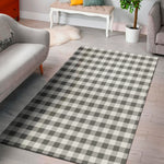 Dark Grey And White Gingham Print Area Rug
