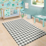 Dark Grey And White Gingham Print Area Rug