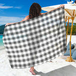 Dark Grey And White Gingham Print Beach Sarong Wrap