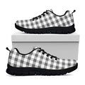 Dark Grey And White Gingham Print Black Running Shoes