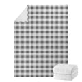 Dark Grey And White Gingham Print Blanket