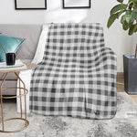 Dark Grey And White Gingham Print Blanket