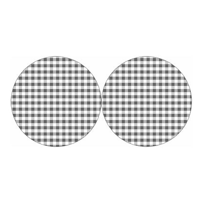 Dark Grey And White Gingham Print Car Coasters