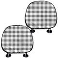 Dark Grey And White Gingham Print Car Headrest Covers