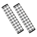 Dark Grey And White Gingham Print Car Seat Belt Covers