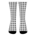 Dark Grey And White Gingham Print Crew Socks