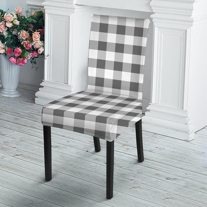 Dark Grey And White Gingham Print Dining Chair Slipcover