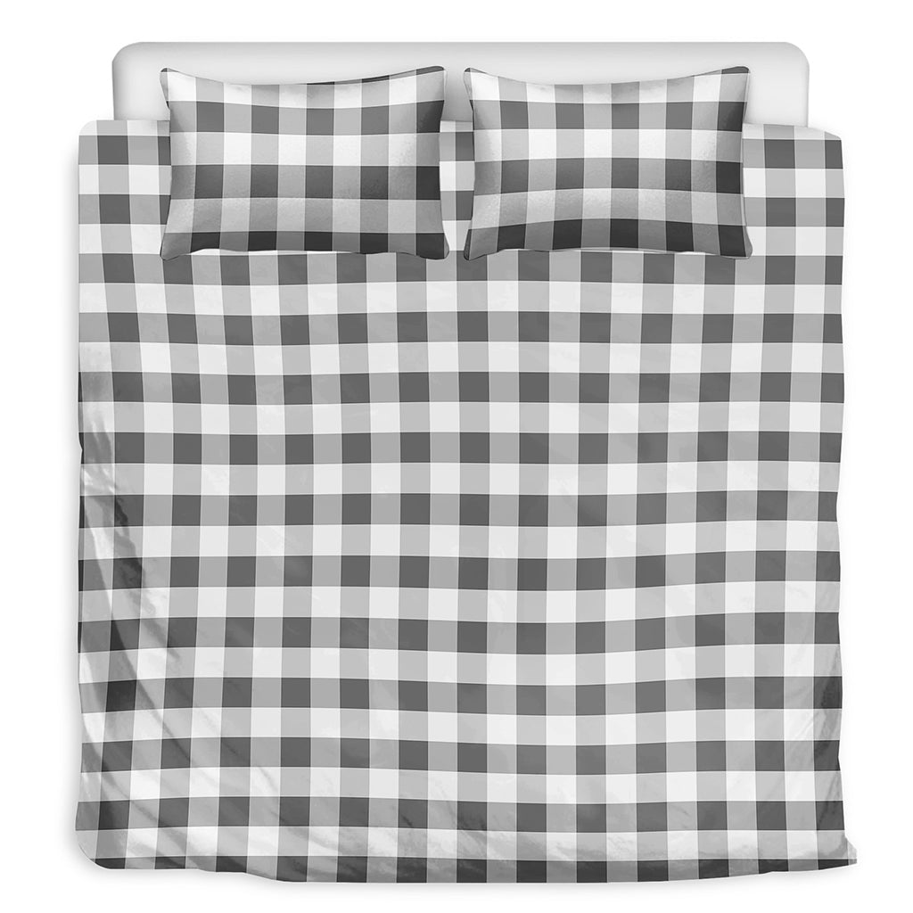 Dark Grey And White Gingham Print Duvet Cover Bedding Set
