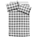 Dark Grey And White Gingham Print Duvet Cover Bedding Set