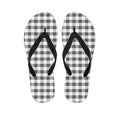Dark Grey And White Gingham Print Flip Flops