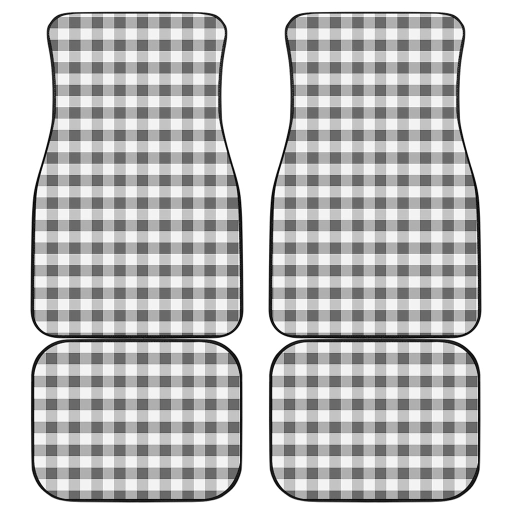 Dark Grey And White Gingham Print Front and Back Car Floor Mats