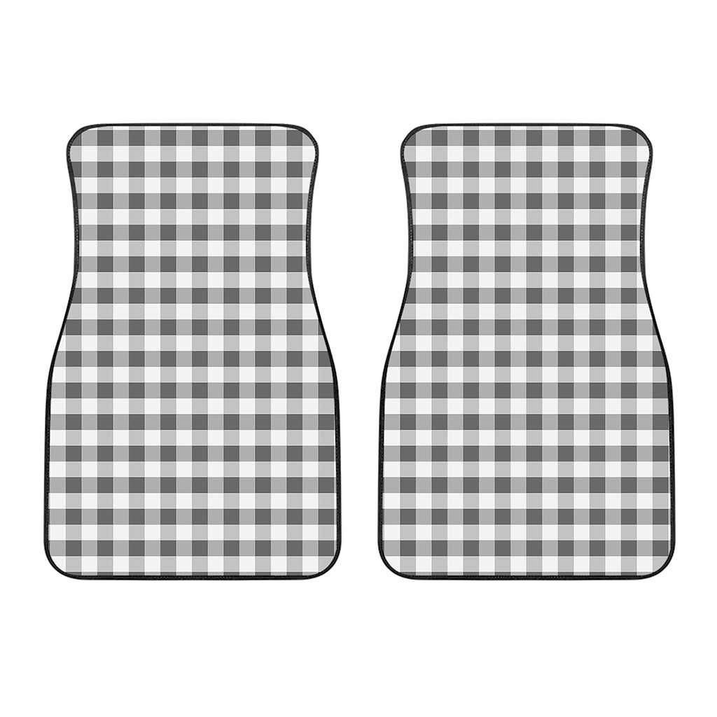 Dark Grey And White Gingham Print Front Car Floor Mats