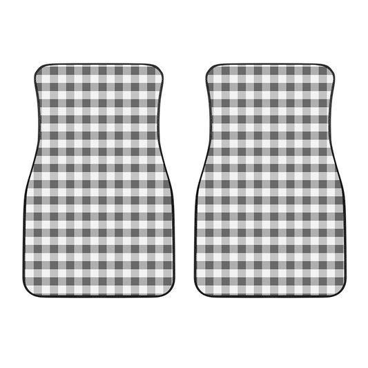 Dark Grey And White Gingham Print Front Car Floor Mats