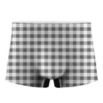 Dark Grey And White Gingham Print Men's Boxer Briefs