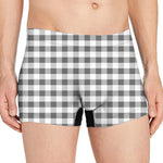 Dark Grey And White Gingham Print Men's Boxer Briefs