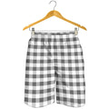 Dark Grey And White Gingham Print Men's Shorts