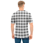 Dark Grey And White Gingham Print Men's T-Shirt