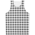 Dark Grey And White Gingham Print Men's Tank Top