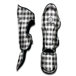 Dark Grey And White Gingham Print Muay Thai Shin Guard