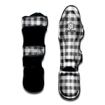 Dark Grey And White Gingham Print Muay Thai Shin Guard