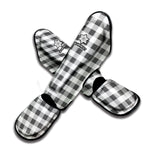 Dark Grey And White Gingham Print Muay Thai Shin Guard