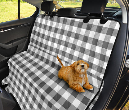 Dark Grey And White Gingham Print Pet Car Back Seat Cover