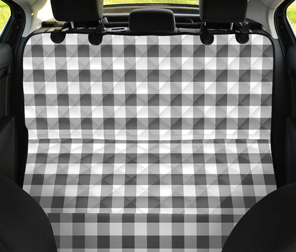 Dark Grey And White Gingham Print Pet Car Back Seat Cover