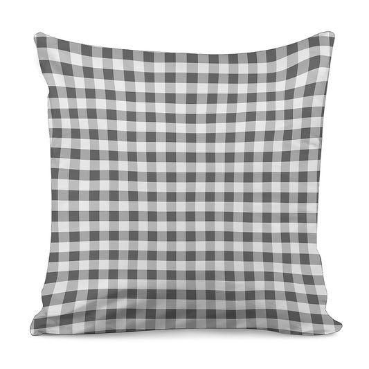 Dark Grey And White Gingham Print Pillow Cover