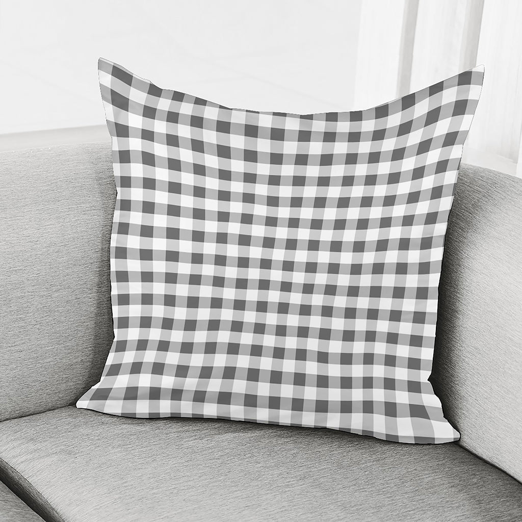 Dark Grey And White Gingham Print Pillow Cover