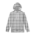 Dark Grey And White Gingham Print Pullover Hoodie