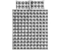 Dark Grey And White Gingham Print Quilt Bed Set