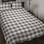 Dark Grey And White Gingham Print Quilt Bed Set
