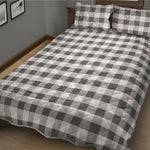 Dark Grey And White Gingham Print Quilt Bed Set