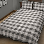 Dark Grey And White Gingham Print Quilt Bed Set
