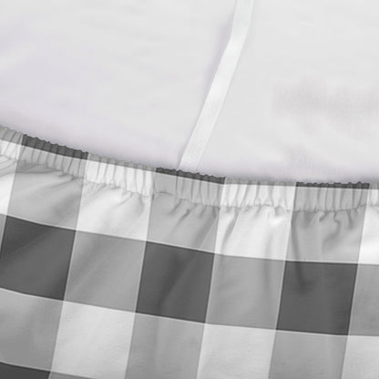 Dark Grey And White Gingham Print Sofa Cover