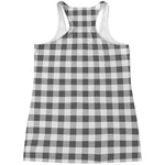 Dark Grey And White Gingham Print Women's Racerback Tank Top
