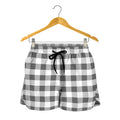 Dark Grey And White Gingham Print Women's Shorts