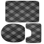 Dark Grey Argyle Pattern Print 3 Piece Bath Mat Set