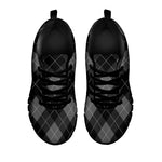 Dark Grey Argyle Pattern Print Black Sneakers