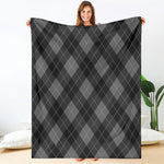Dark Grey Argyle Pattern Print Blanket