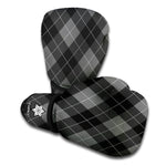 Dark Grey Argyle Pattern Print Boxing Gloves