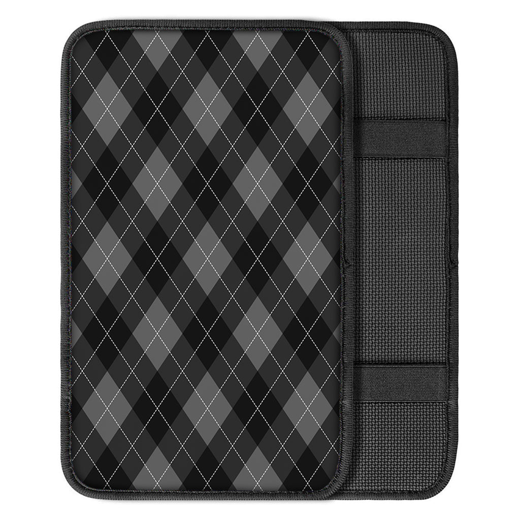 Dark Grey Argyle Pattern Print Car Center Console Cover