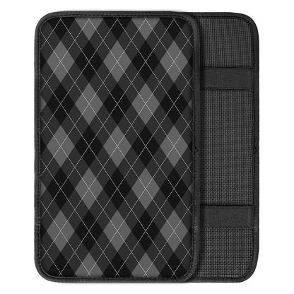 Dark Grey Argyle Pattern Print Car Center Console Cover