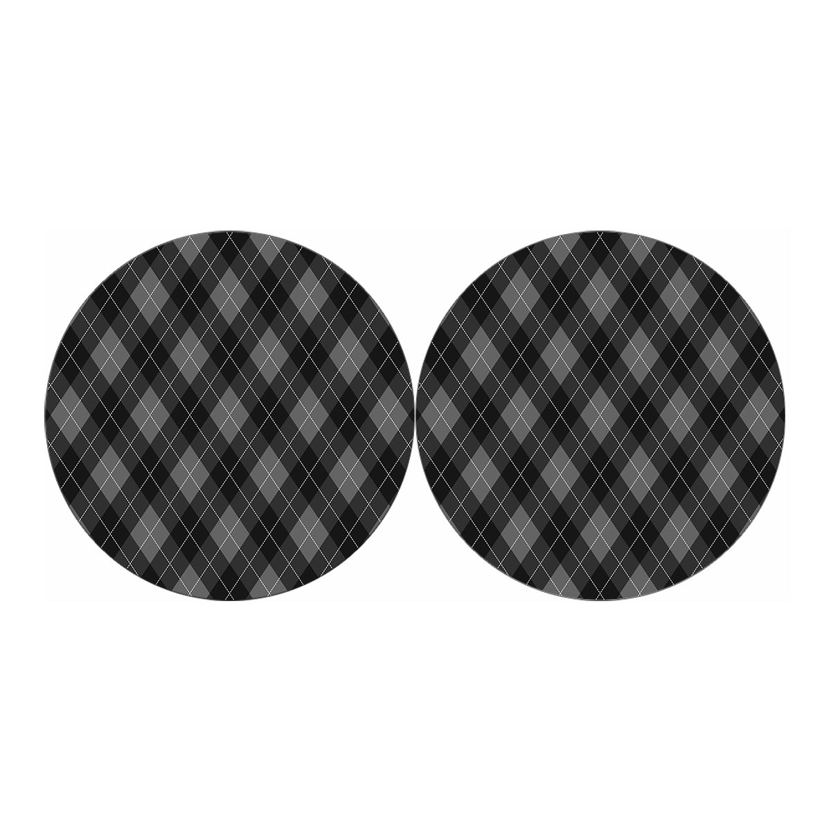 Dark Grey Argyle Pattern Print Car Coasters