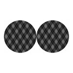 Dark Grey Argyle Pattern Print Car Coasters