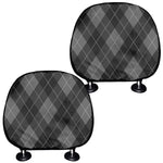 Dark Grey Argyle Pattern Print Car Headrest Covers