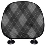 Dark Grey Argyle Pattern Print Car Headrest Covers