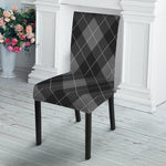 Dark Grey Argyle Pattern Print Dining Chair Slipcover