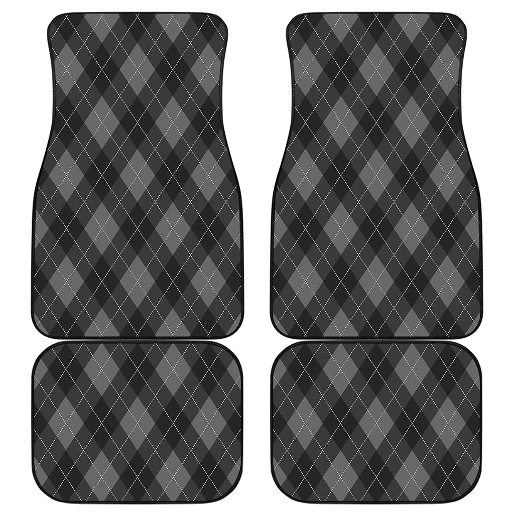 Dark Grey Argyle Pattern Print Front and Back Car Floor Mats